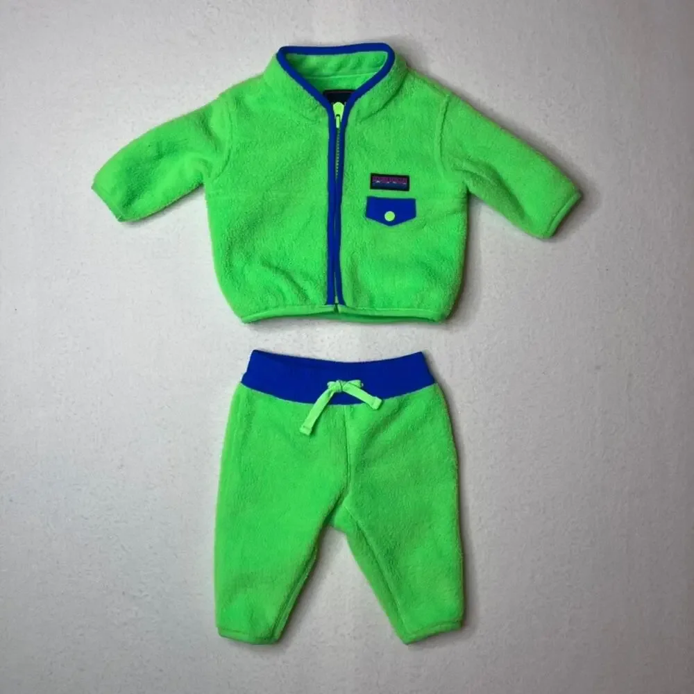 Gap Arctic Fleece Outfit 0-3m Neon Green Sweater Pants Set